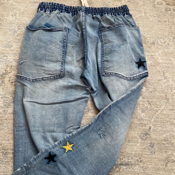 Stretchy Cropped Jogger Jeans with Stars Lounge Casual Stylish - Picture 9 of 12